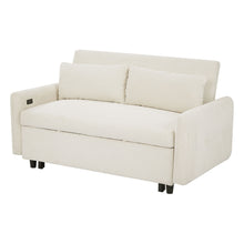 Load image into Gallery viewer, Pull-Out 2 Seat Modern Sleeper Sofa With 2 Throw Pillows And USB Ports
