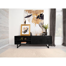 Load image into Gallery viewer, Manaya - 2 Door Stand With Open Shelving And Hidden Storage - Charcoal Black