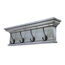 Load image into Gallery viewer, 28" Solid Wood Four Hook Wall Mount Coat Rack - Black / Blue