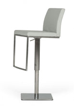 Load image into Gallery viewer, 32" Faux Leather And Stainless Steel Swivel Low Back Bar Height Bar Chair - Light Gray And Silver