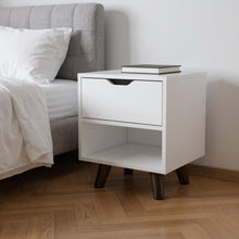 Load image into Gallery viewer, 19" One Drawer Faux Wood Nightstand - White