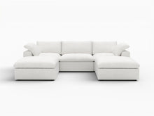 Load image into Gallery viewer, 120" 2 Piece Living Room Set Blend Modular Sofa With Ottoman Storage - White