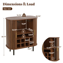 Load image into Gallery viewer, Fluted Wine Bar Cabinet With 8 Grid Wine Rack, 5 Level Adjustable Shelves, 2 Glass Holders