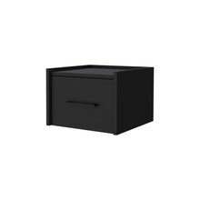 Load image into Gallery viewer, 10" One Drawer Faux Wood Floating Nightstand - Black