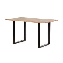 Load image into Gallery viewer, Dining Table With Top And Iron Frame - Natural / Black