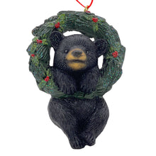 Load image into Gallery viewer, Bear Christmas Figurine - Black / Green / Red