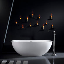Load image into Gallery viewer, 65.2" Freestanding Solid Surface Soaking Bathtub For Bathroom - Matte White