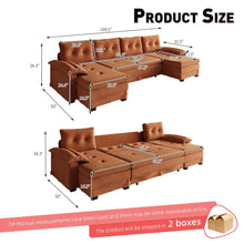 Load image into Gallery viewer, U-Shaped Sleeper Sofa With Pull Out Bed, Removable Armrests & USB Ports For Living Room