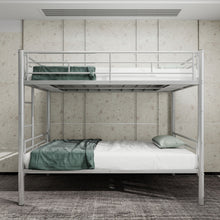 Load image into Gallery viewer, Metal Bunk Bed For Kids, Convertible Bedframe With Ladders & Guardrail