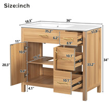 Load image into Gallery viewer, Bathroom Vanity, 2 Soft Close Doors, 3 Soft Close Drawers, Adjustable Shelf - Wood