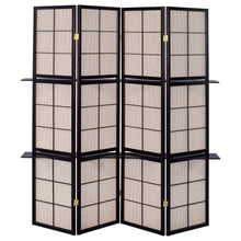 Load image into Gallery viewer, 4 Panel Folding Screen With Shelves - Brown