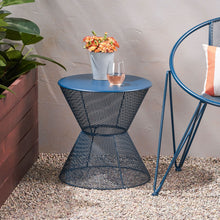 Load image into Gallery viewer, Zine - Outdoor Side Table With Hourglass Shaped And Iron Frame - Navy