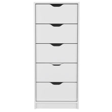 Load image into Gallery viewer, Manufactured Wood Five Drawer Tall And Narrow Dresser - White