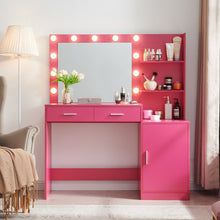 Load image into Gallery viewer, Vanity Desk With Mirror And Lights, 46.4In Dressing Table With 2 Large Drawer & Large Vertical Organizer, 3 Level Dresser & 3 Lighting Modes Adjustable Brightness, Suitable For Bedroom