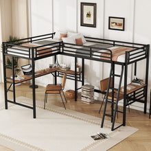 Load image into Gallery viewer, Twin Loft Bed With 2 Built In Desks, Mission Style - Black