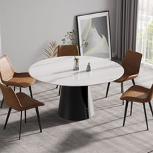 Load image into Gallery viewer, 59.05" Modern Artificial Stone Round Carbon Steel Base Dining Table - White / Black