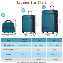 Load image into Gallery viewer, Hardshell Luggage Sets 3 Pieces 20" / 24" Luggages And Cosmetic Case Spinner Suitcase With Tsa Lock Lightweight