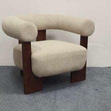 Load image into Gallery viewer, C - Shaped Chunky Arm Accent Chair - Beige / Brown