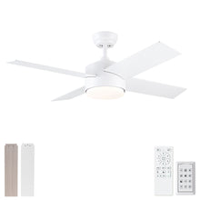 Load image into Gallery viewer, Ceiling Fan With Remote Control, Reversible DC Motor, 6 Speeds, 3 Dimmable LED, Quiet Timer For Indoor - White