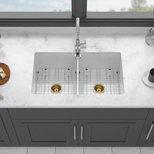 Load image into Gallery viewer, 32" Undermount Double Bowl Kitchen Sink Rectangular Deep Dual Bas With Grids - White