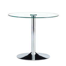 Load image into Gallery viewer, Modern Minimalist Circular Glass Dining Table With Electroplated Metal Legs 35" Diameter - Transparent