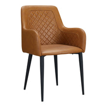Load image into Gallery viewer, Tufted And Upholstered Faux Leather Dining Arm Chairs (Set of 2) - Tan / Black