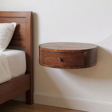 Load image into Gallery viewer, 16" Solid Wood One Drawer Round Floating Nightstand - Brown