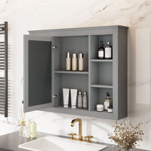Load image into Gallery viewer, Wall Mounted Medicine Cabinet With Mirror, Storage Cabinet Featuring 6 Open Shelves And Adjustable Interior