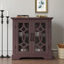 Load image into Gallery viewer, Modern Sideboard With Tempered Glass Doors - Ox Blood Red