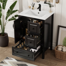 Load image into Gallery viewer, Retro Bathroom Vanity With Sink, Soft Closing Cabinet & Drawers