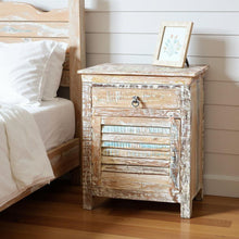 Load image into Gallery viewer, 30" One Drawer Shutter Solid Wood Nightstand - Distressed White