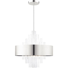 Load image into Gallery viewer, 28" Ten Light Dimmable Chandelier With Shades - Nickel
