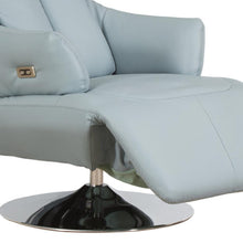 Load image into Gallery viewer, Tufted Genuine Leather Power Swivel Recliner - Light Blue