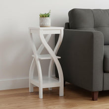Load image into Gallery viewer, Wood Square End Table With Two Shelves - White