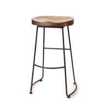 Load image into Gallery viewer, Wood Steel Bar Height Bar Chair - Brown / Black
