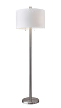 Load image into Gallery viewer, Two Light Traditional Shaped Floor Lamp White Drum Shade - Silver White