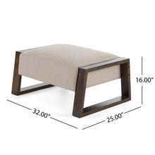 Load image into Gallery viewer, Sleek And Stylish Ottoman Polyester With Rubberwood Legs - Beige