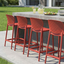 Load image into Gallery viewer, 26" Contemporary Heavy Duty Plastic Low Back Counter Height Bar Chairs (Set of 4) - Orange