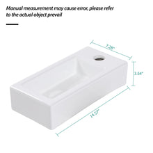 Load image into Gallery viewer, Modern Ceramic Rectangle Wall Mount Bathroom Sink With Single Faucet Hole - White