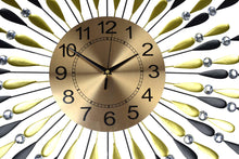 Load image into Gallery viewer, Silent Analog Starburst Wall Clock (626376) - Gold / Black