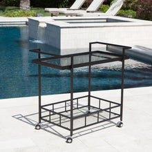 Load image into Gallery viewer, 2 Tier Bar Cart, Utility Cart, Rolling Serving Cart, Kitchen Cart With Storage Shelves - Black