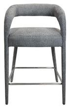 Load image into Gallery viewer, 25" Modern Metal And Fabric Low Back Counter Height Bar Chair - Gray
