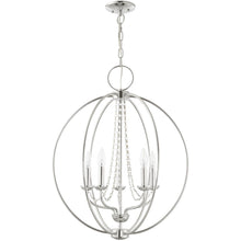 Load image into Gallery viewer, 28" Five Light Dimmable Chandelier With Shades - Silver