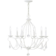 Load image into Gallery viewer, Six Light Dimmable Chandelier With Shades - Antiqued White