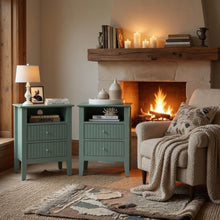 Load image into Gallery viewer, Fluted Nightstand With 2 Drawers