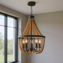 Load image into Gallery viewer, Candle Style Five Light Metal Dimmable Chandelier - Brown / Black