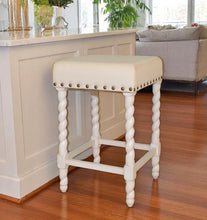 Load image into Gallery viewer, Backless Counter Height Bar Chair With Footrest 24" - Cream and White