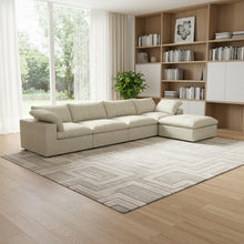 Load image into Gallery viewer, 120" 2 Piece Living Room Set Blend Modular Sofa With Ottoman Storage - Khaki