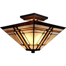Load image into Gallery viewer, Tiffany Style Mission Semi Flush Dimmable Ceiling Light - Brown / Amber