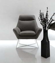 Load image into Gallery viewer, Modern Top Grain Italian Leather Accent Chair - Dark Gray